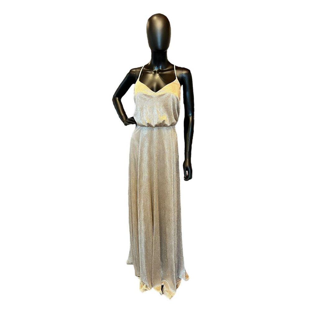 Metallic Spaghetti Sweetheart Blouson Full Length Formal Gown - Hayley Paige